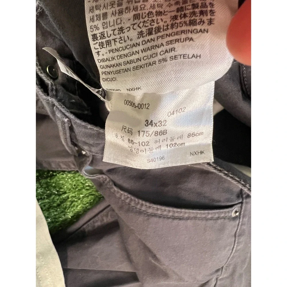 Levis 505 Regular Fit Straight Leg Gray Jeans Mens 34x32 00505-0012